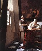 Jan Vermeer Lady Writing a Letter with Her Maid USA oil painting artist